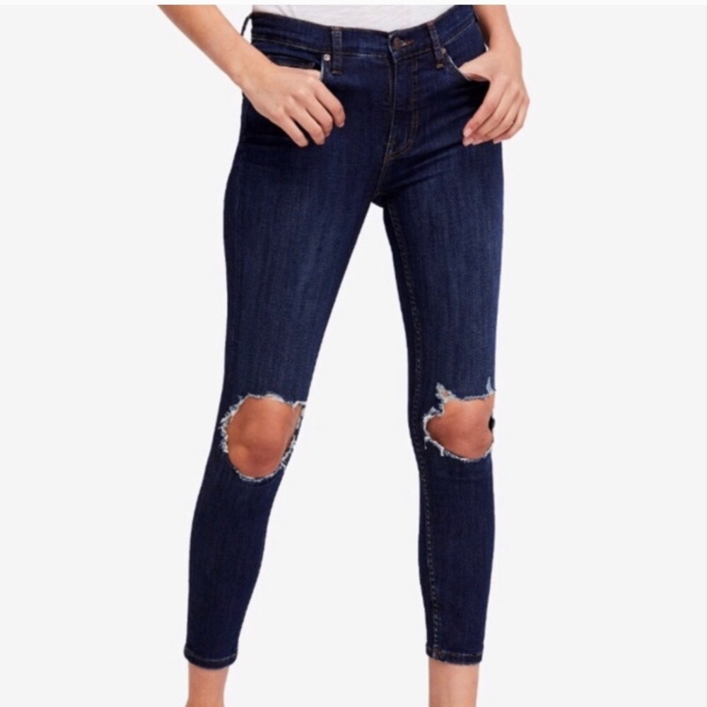 Free people high rise busted knee skinny jeans